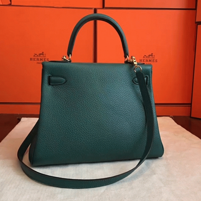 Malachite Clemence Copy Designer Hermes Kelly Retourne 28cm Bag