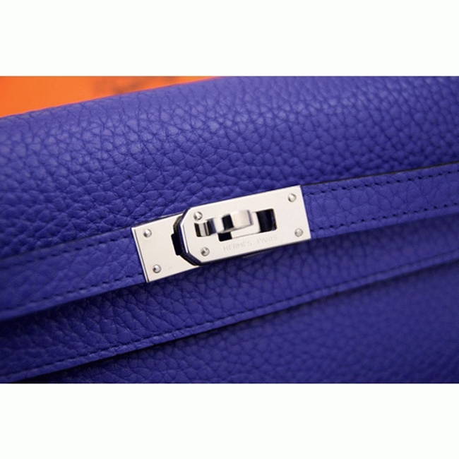 Electric blue 1:1 replica Hermes Kelly Longue wallet