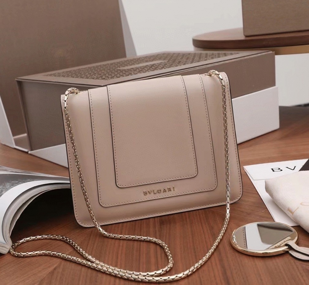 Fake Bvlgari Serpenti Forever Small Crossbody Bag Beige Leather