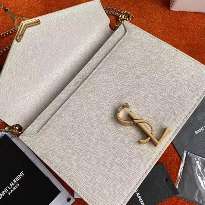 Fake Saint Laurent Cassandra Medium Chain Bag White