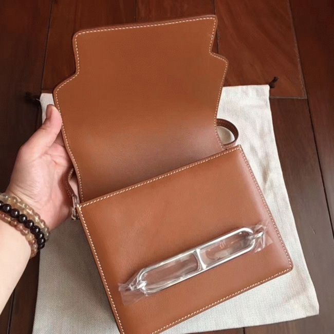 Caramel replica Hermes Mini Sac Roulis handbag