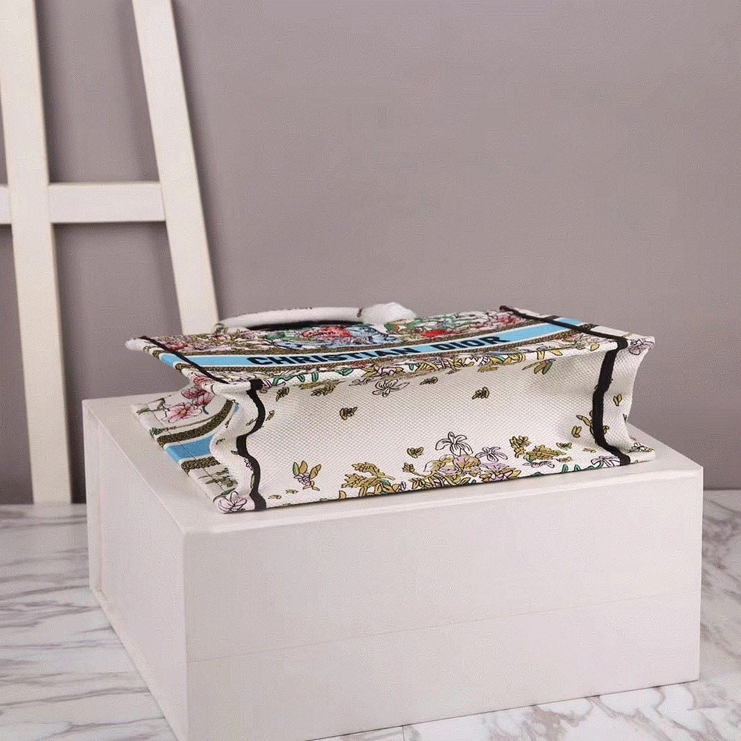 Dior Large Book Tote Bag Knockoff in Latte D-Constellation Embroidery