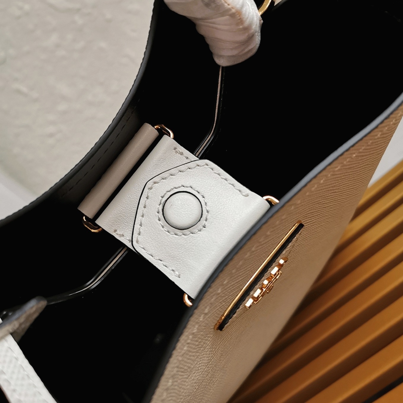 White Prada Medium Panier Bag Replica