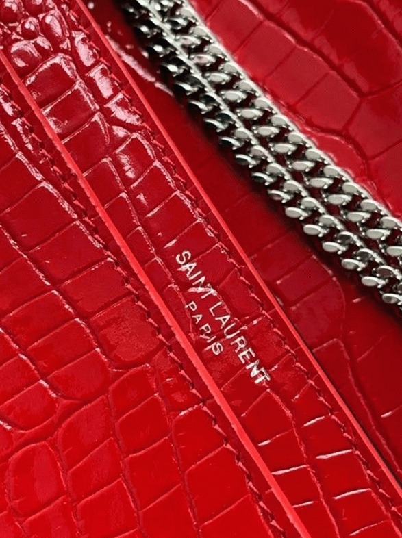 Fake Saint Laurent Cassandra Medium Bag Red Crocodile