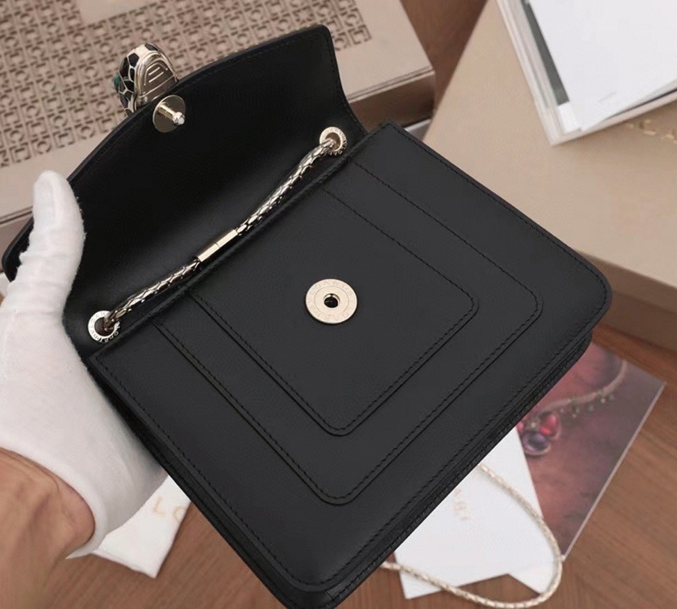 Fake Bvlgari Serpenti Forever Small Crossbody Bag Black Leather
