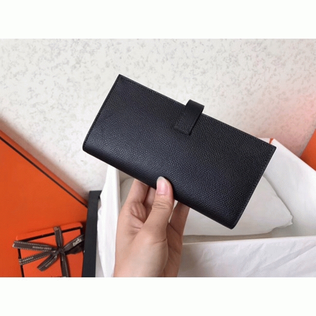 Black Epsom Copy Designer Hermes Bearn Wallet