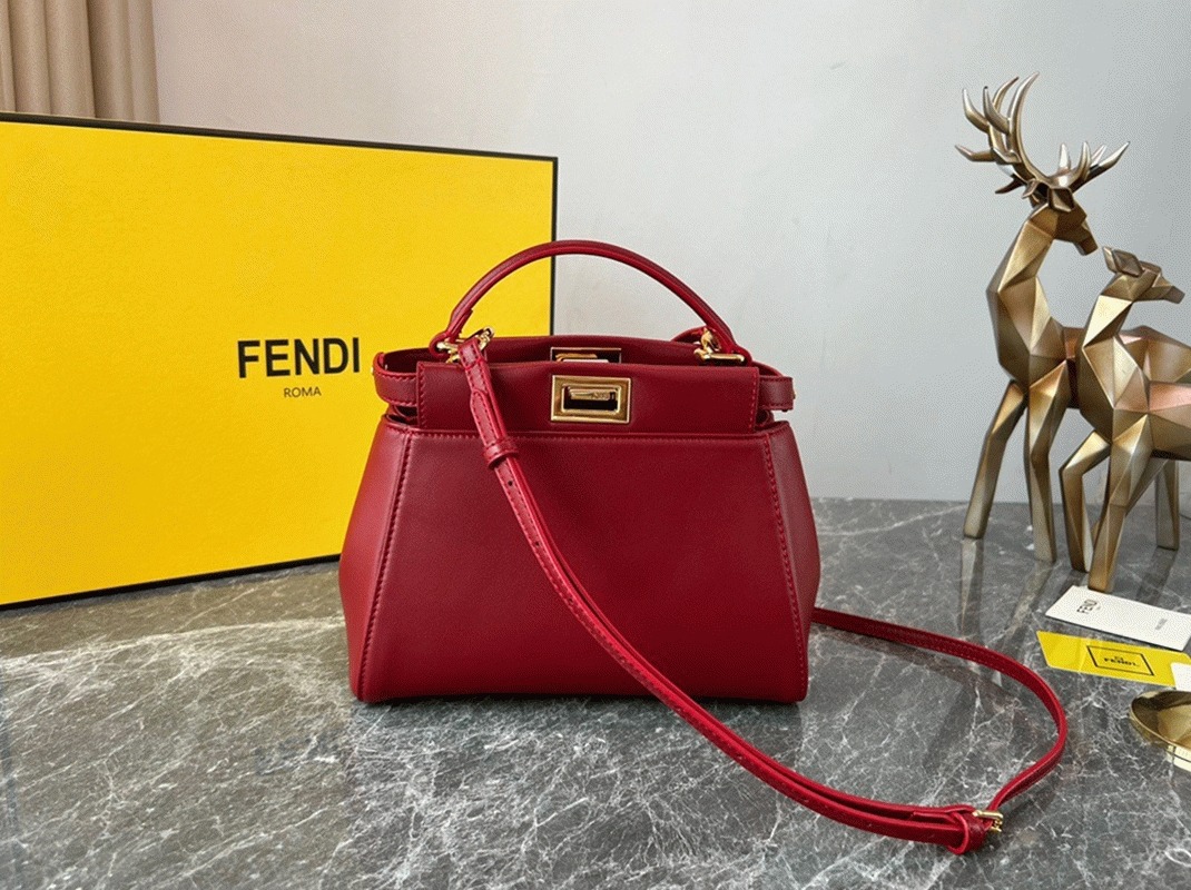 Top Quality Knockoff Fendi Peekaboo Mini Bag In Red Nappa Leather