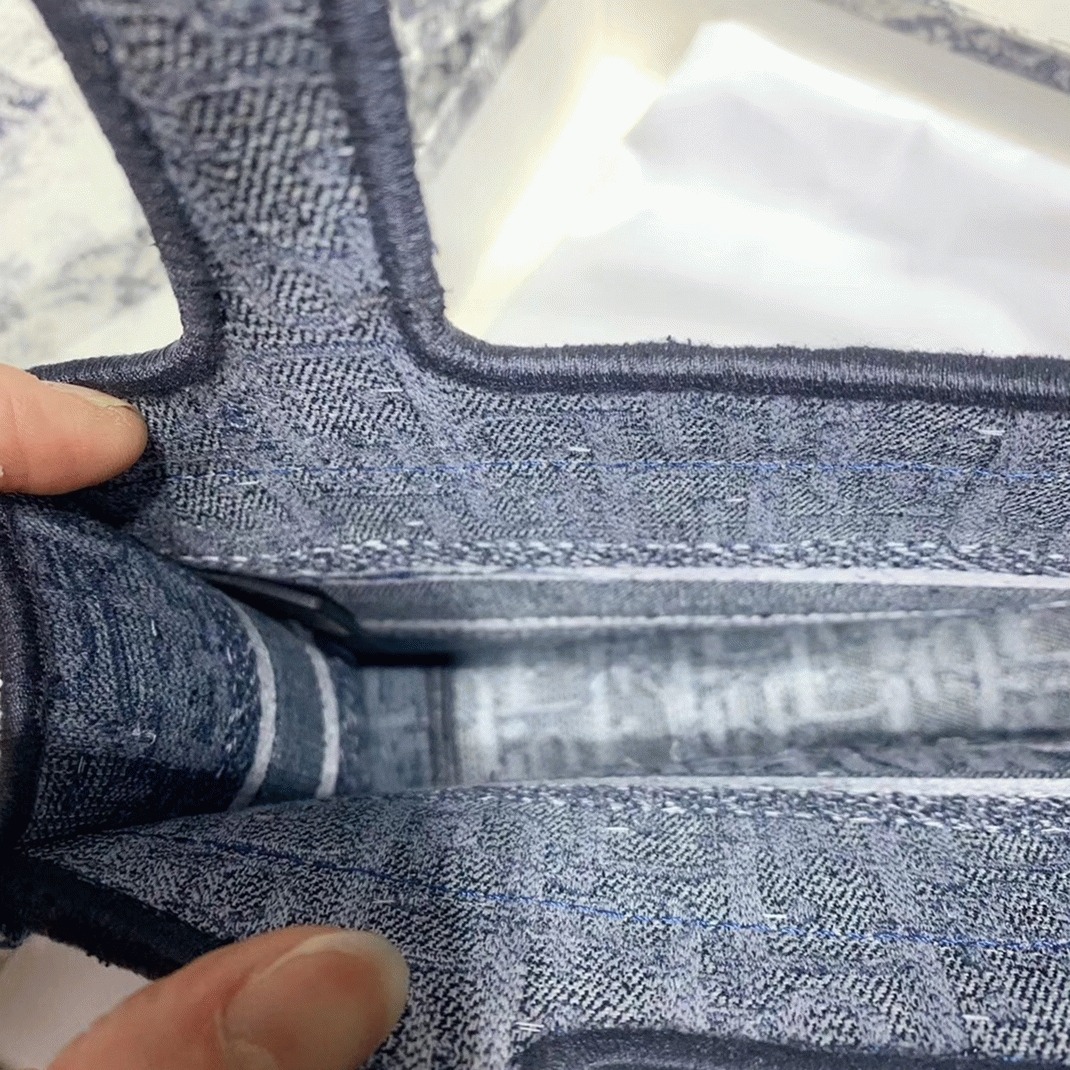 Dior Mini Book Tote Bag Fake in Denim Blue Oblique