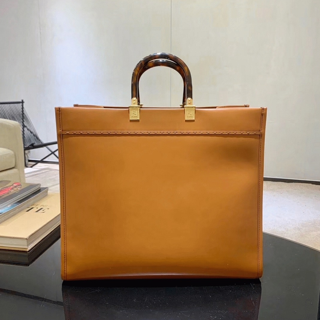 Top Quality Replica Fendi Sunshine Large Tote Bag In Brown Calfskin