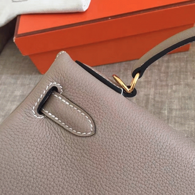 Grey Clemence Replica Designer Hermes Kelly Retourne 28cm Elegant Tote