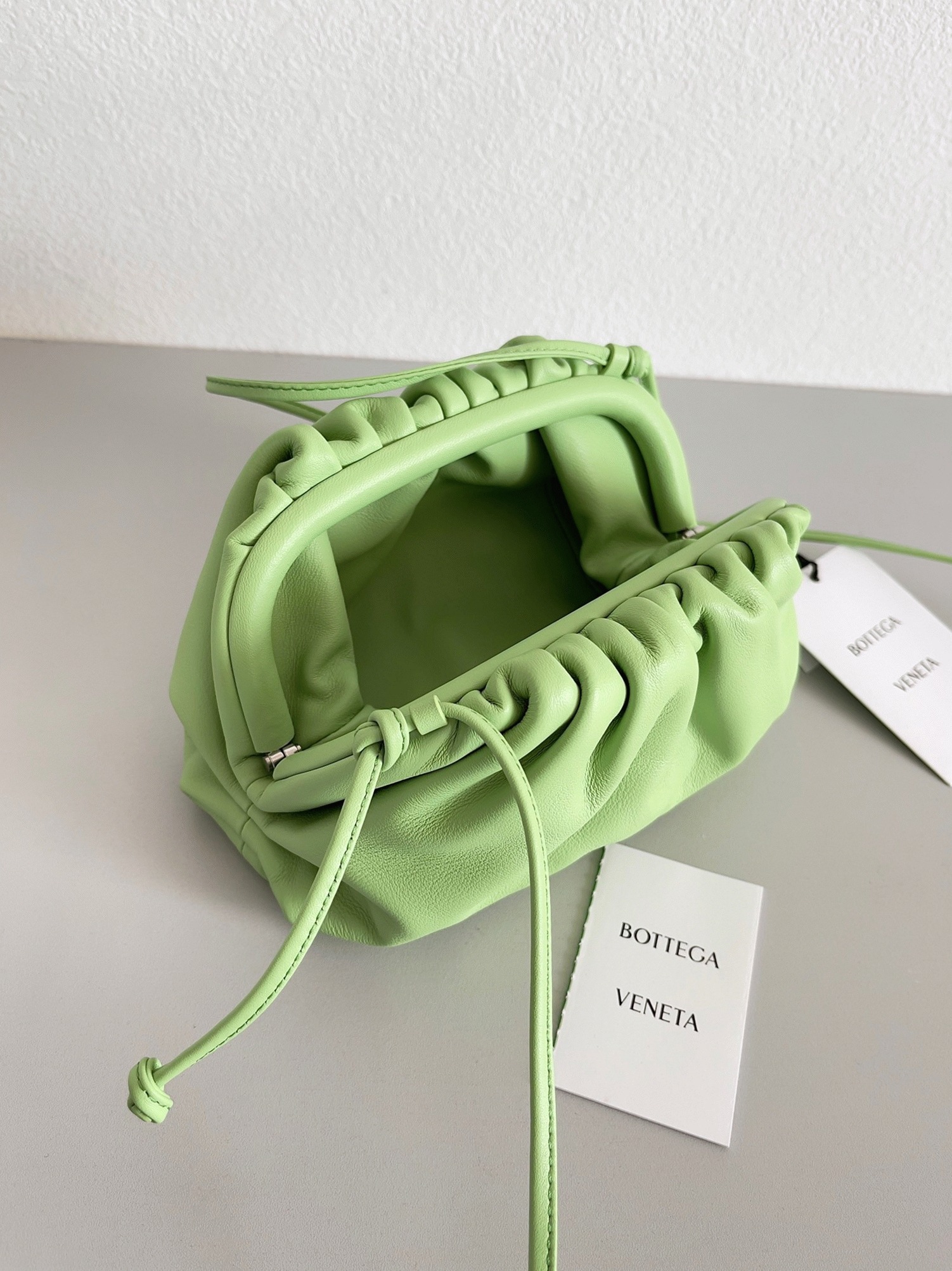 Fake Bottega Veneta Mini Pouch with Strap Pistachio