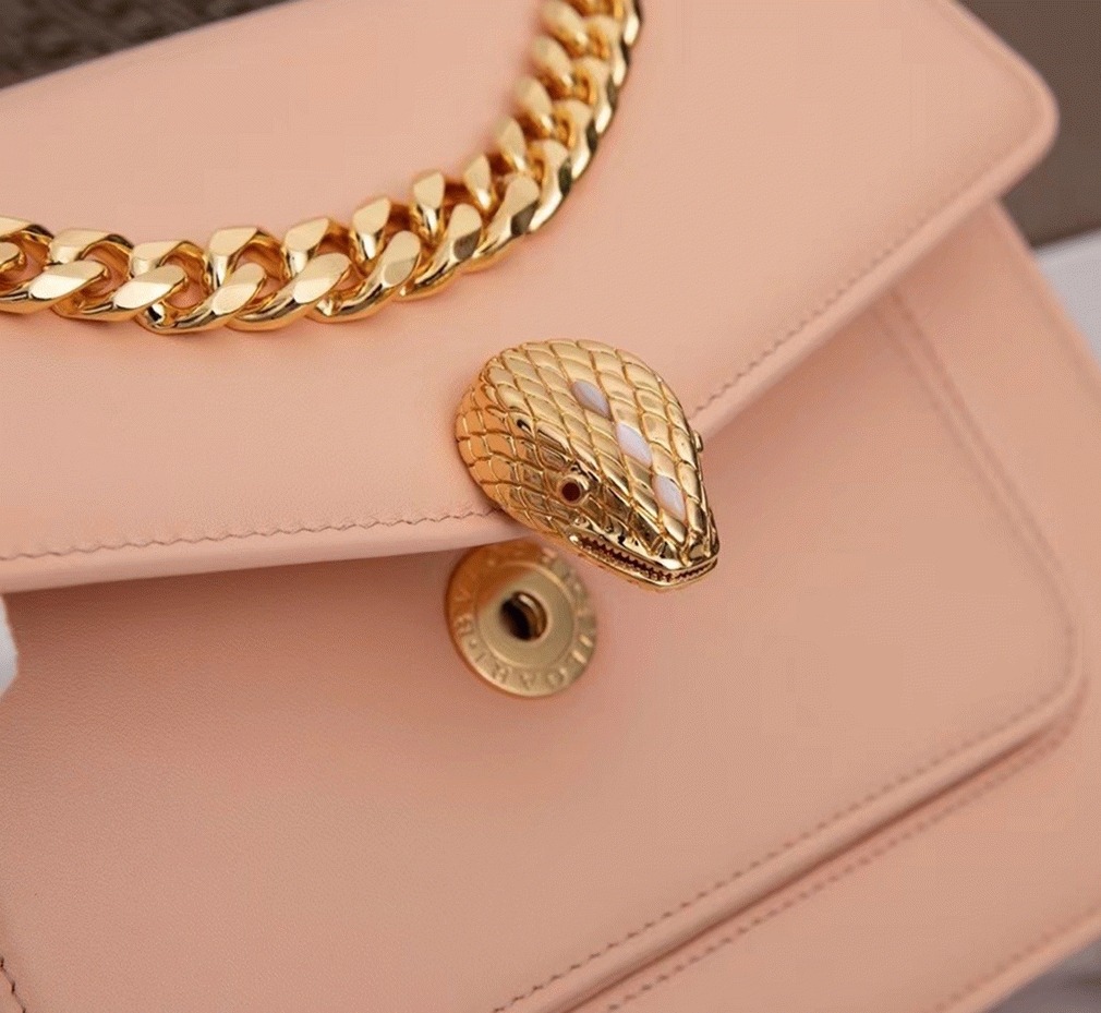 Fake Bvlgari Serpenti Forever Medium Crossbody Bag with Chain Nude