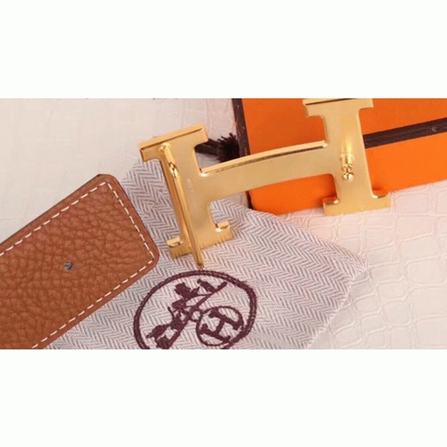 Fake Hermes H-shaped belt buckle in brown