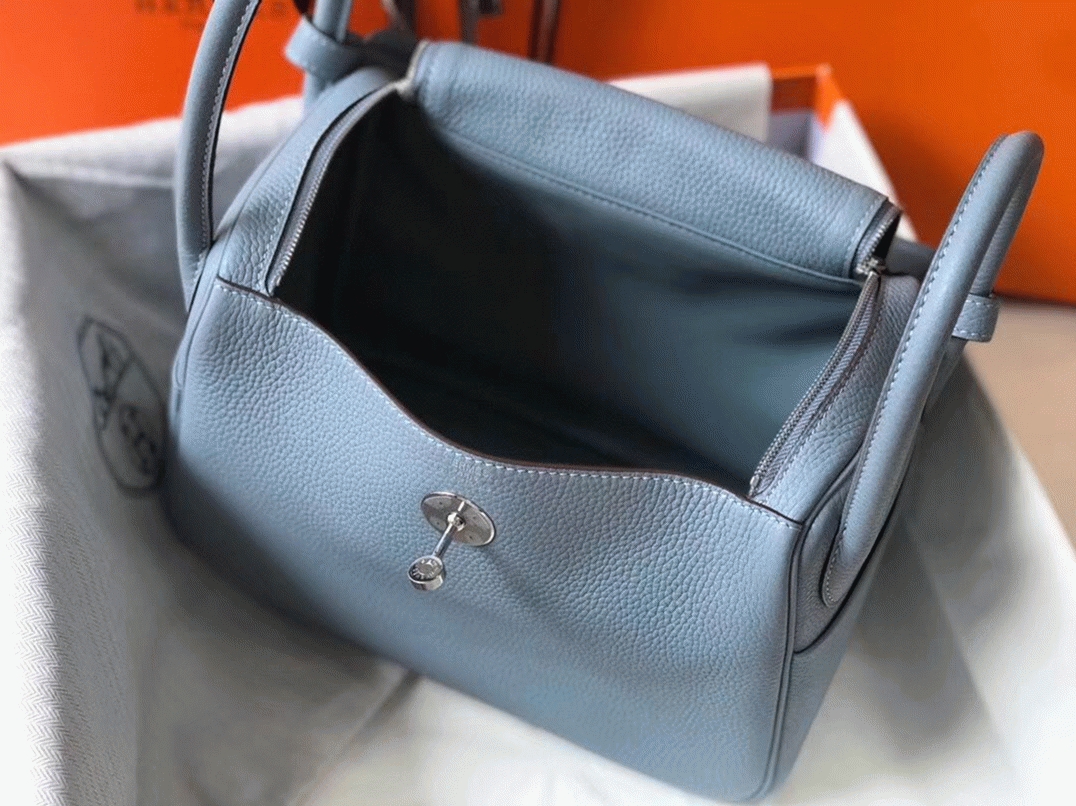 Replica Hermes Lindy 26cm handbag in blue lin