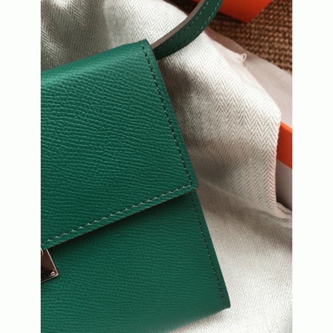 Green fake designer Hermes Clic wallet with strap