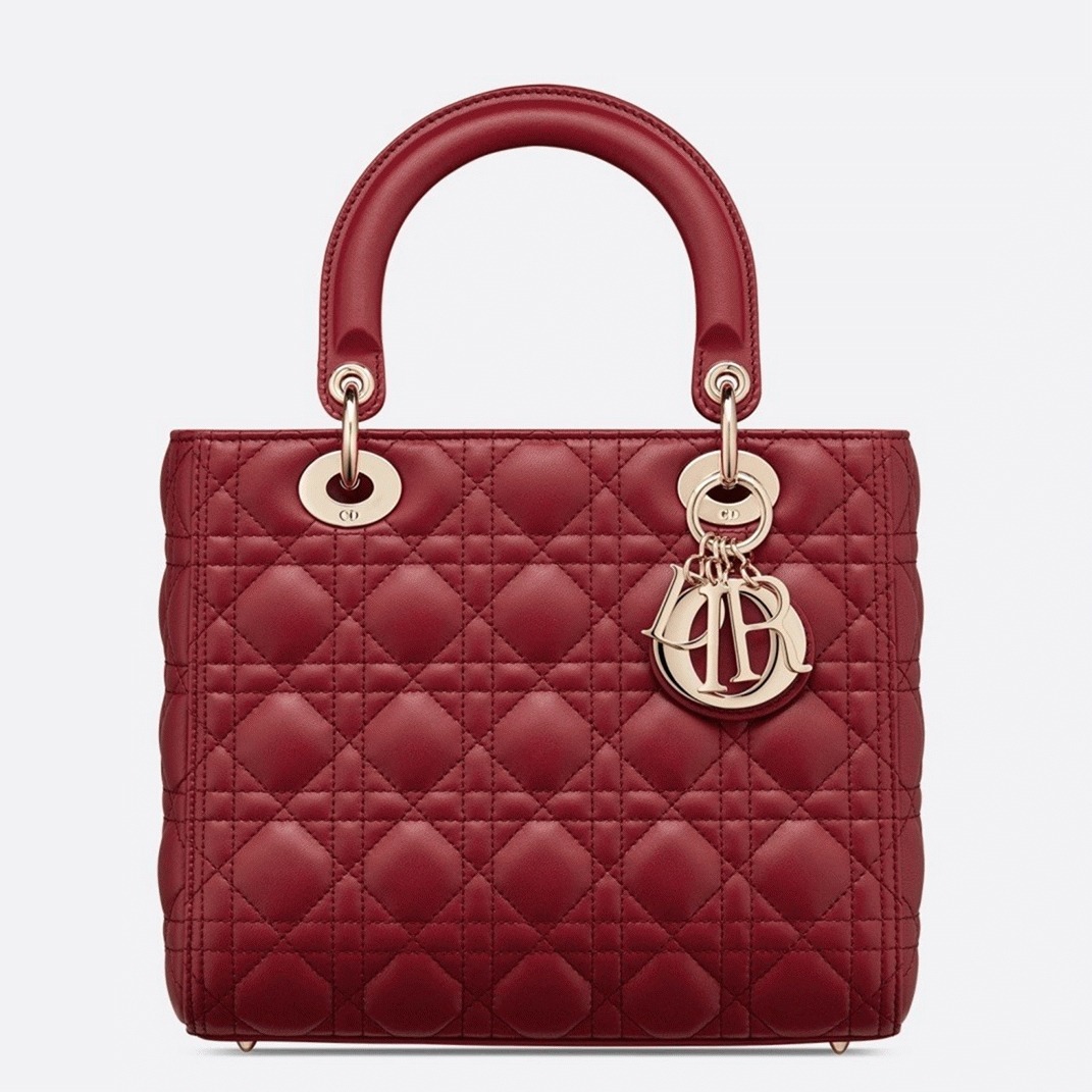 Dior Lady Dior Medium Bag Faux in Red
