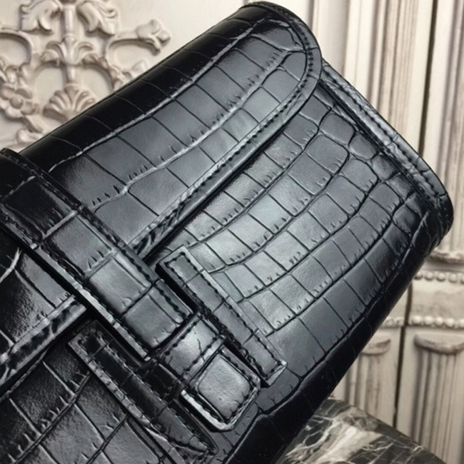 Blue electric crocodile leather replica Hermes Jige Elan clutch bag