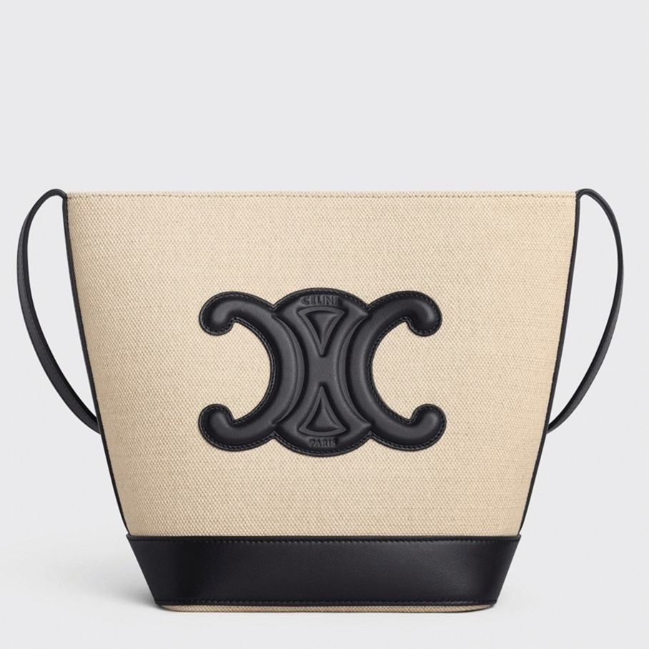 Top Quality Fake Celine Small Bucket Cuir Triomphe In White Textile