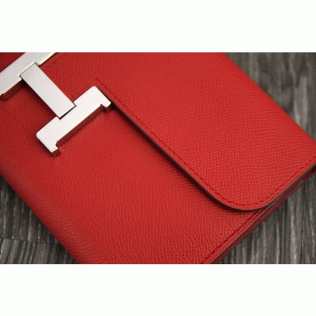 Red AAA fake Hermes Constance wallet