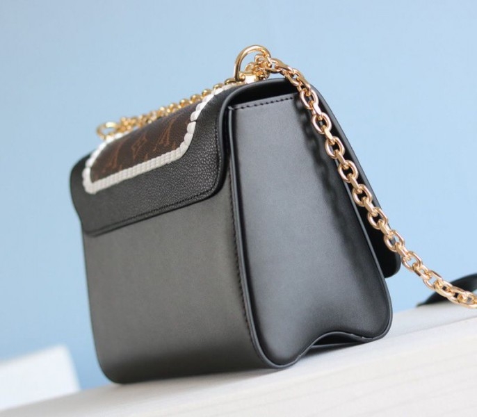 Louis Vuitton Twist MM Canvas Trompe loeil Braid Bag In Black