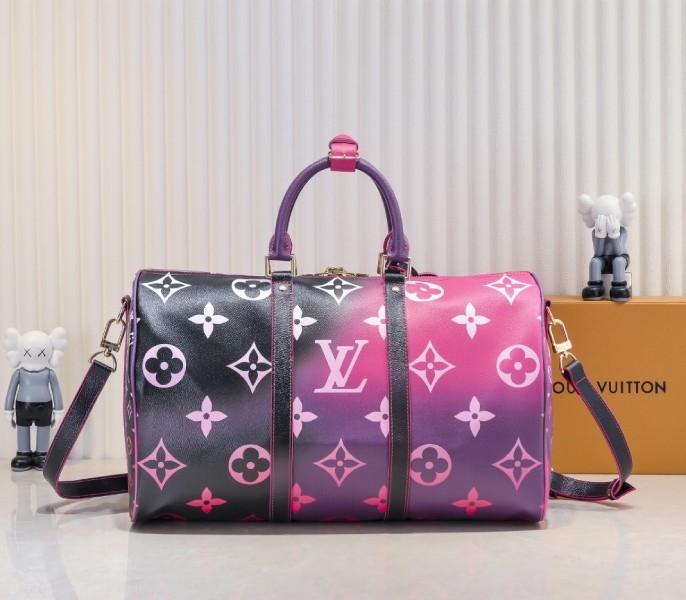 LV Spring 2022 Keepall 45 Travel Bag In Midnight Fuchsia