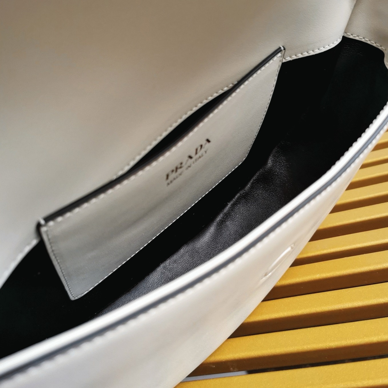 White Prada Arque Shoulder Bag with Flap Replica