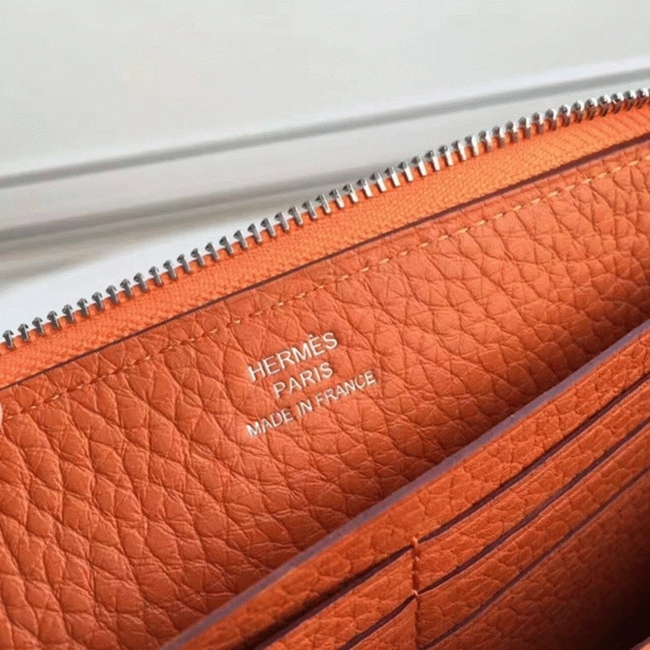 Orange 1:1 Replica Hermes Wallet Azap Zipped