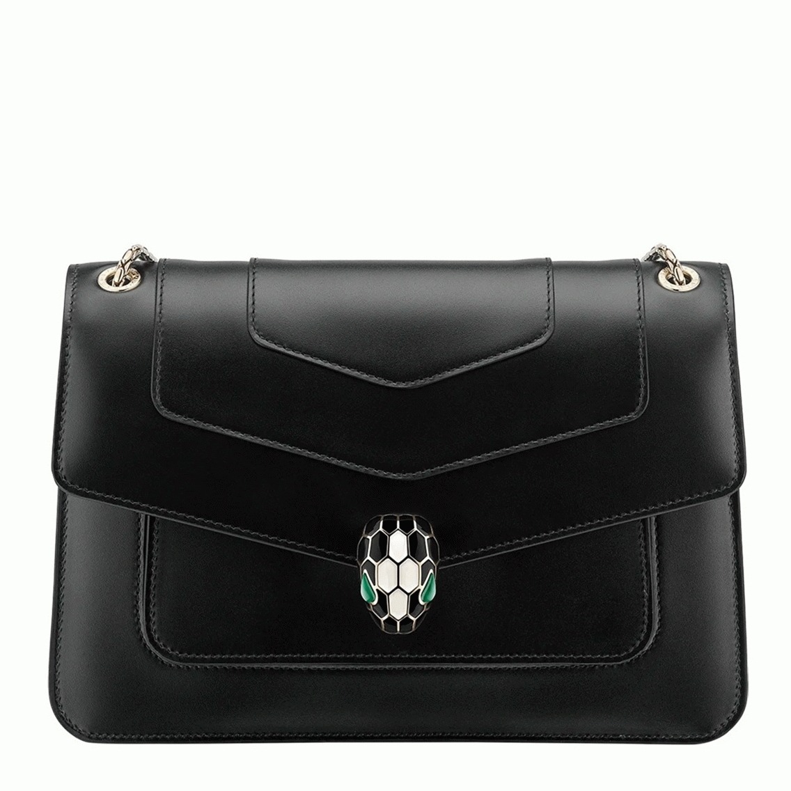 Replica Bvlgari Serpenti Forever Medium Shoulder Bag Black Calfskin