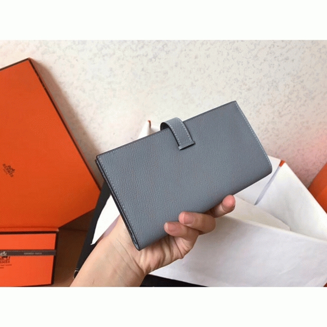 Blue Lin Epsom Fake Hermes Bearn Wallet