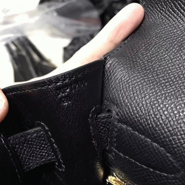 Black Epsom Fake Hermes Kelly Sellier 28cm Stylish Handbag