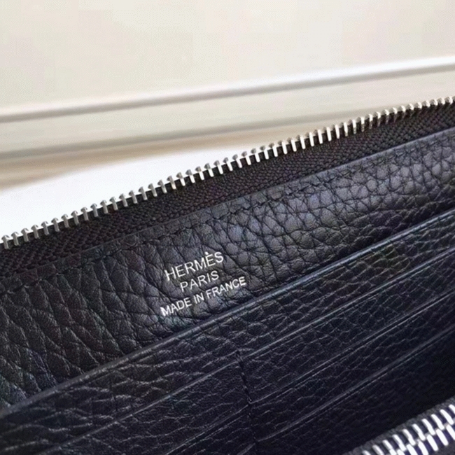 Black AAA Replica Hermes Wallet Azap Zipped