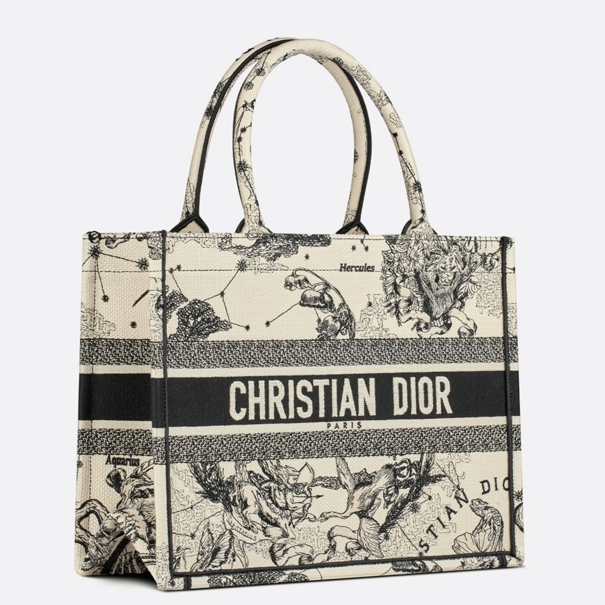 Dior Large Book Tote Bag Replica in White Toile de Jouy Zodiac Embroidery