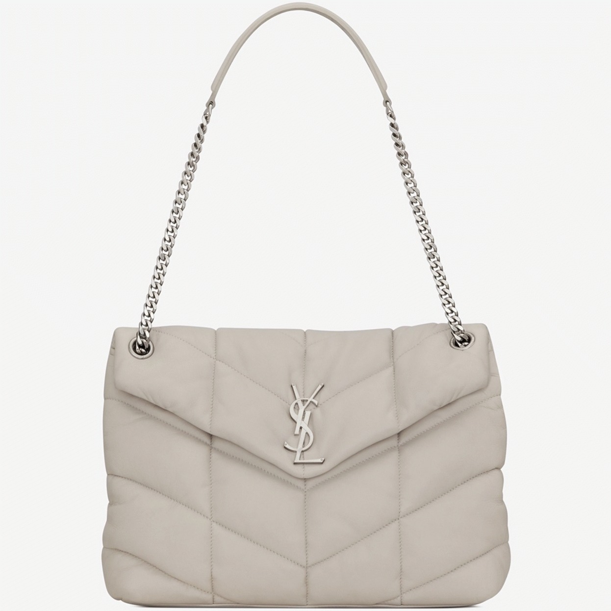 Replica Saint Laurent Puffer Small Chain Bag Ivory Lambskin