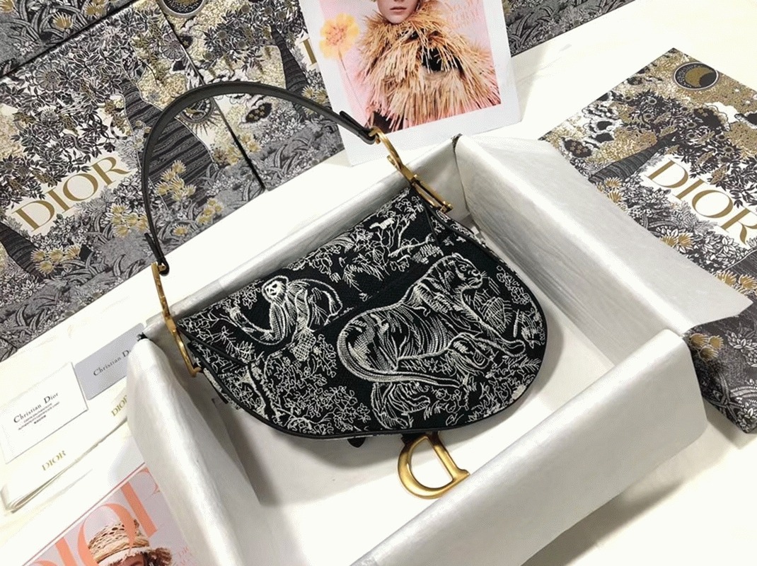 Dior Saddle Bag Knockoff in Blue Toile de Jouy Reverse Jacquard