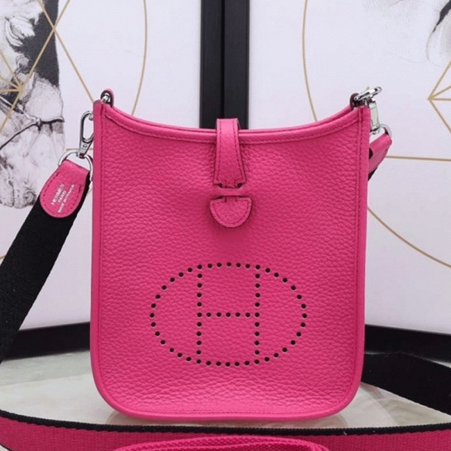 Rose Red Evelyne II TPM Messenger Bag Fake Luxury Hermes Pop Color