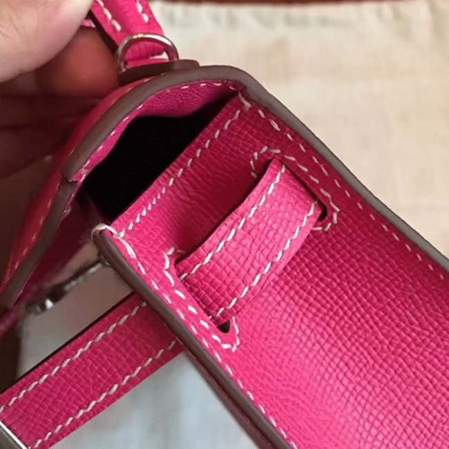 Rose Red Epsom Copy Faux Hermes Kelly 20cm Handbag