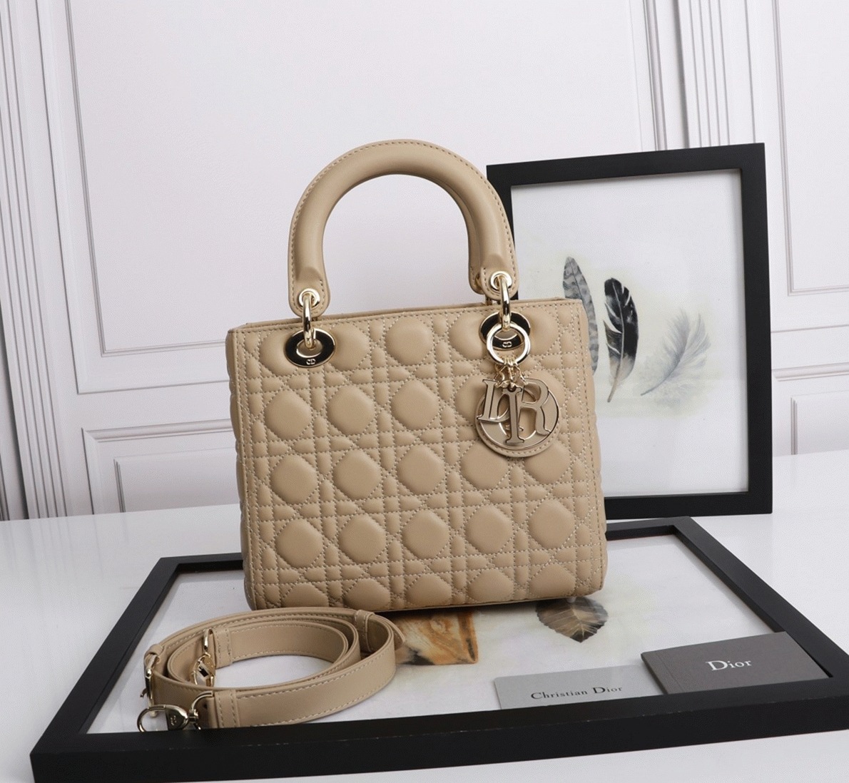 Dior Lady Dior Medium Bag Knockoff in Beige
