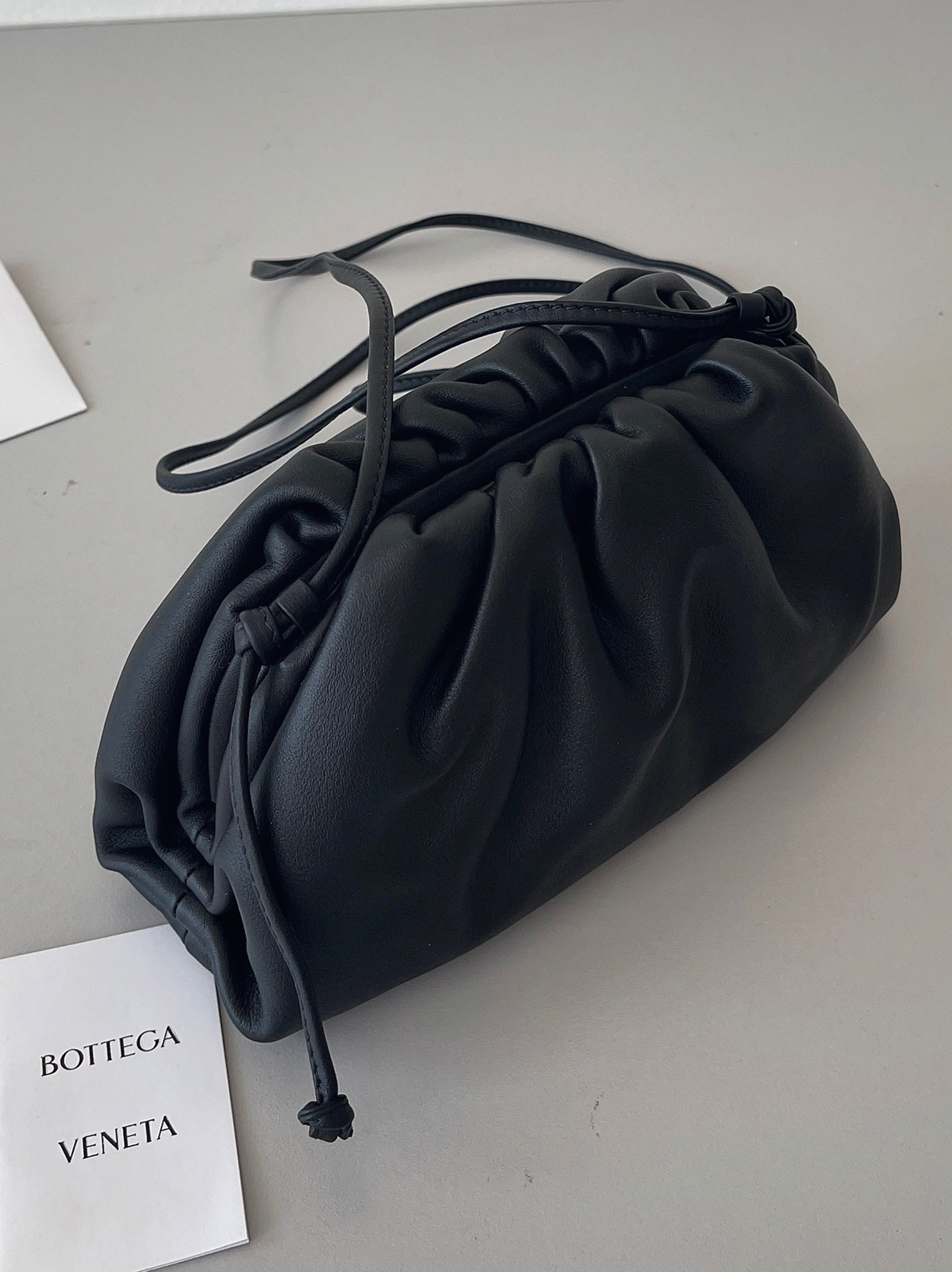 Knockoff Bottega Veneta Mini Pouch with Strap Black
