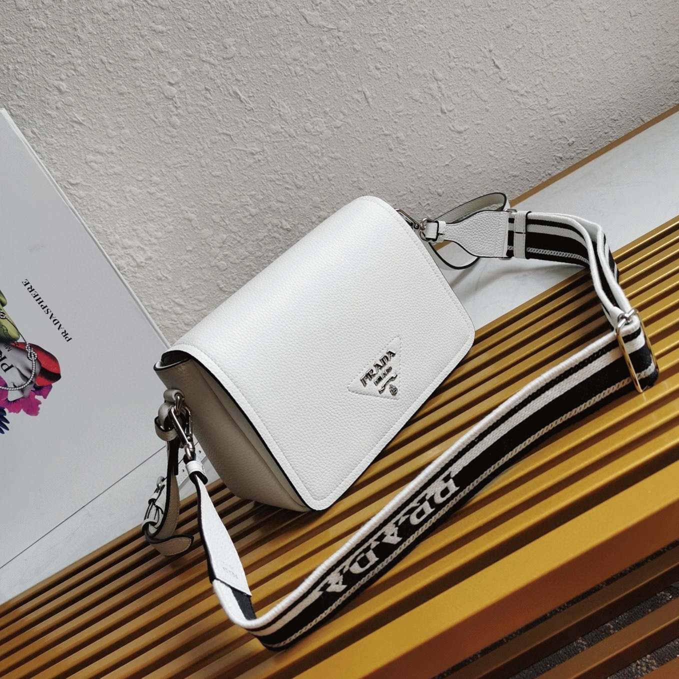 Prada Flap Shoulder Bag Replica in White