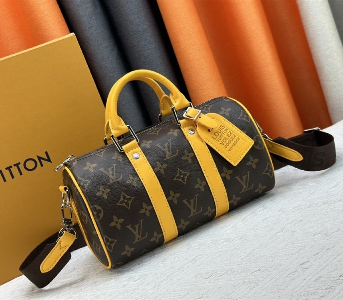 Louis Vuitton Monogram Macassar Canvas Keepall Bandouliere 25 In Safran Yellow