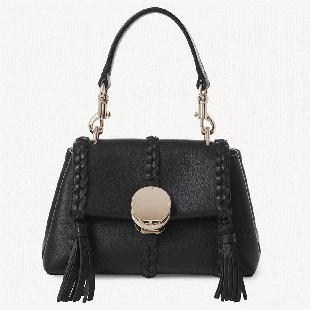 Top Quality Fake Chloe Penelope Mini Shoulder Bag in Black Grained Calfskin