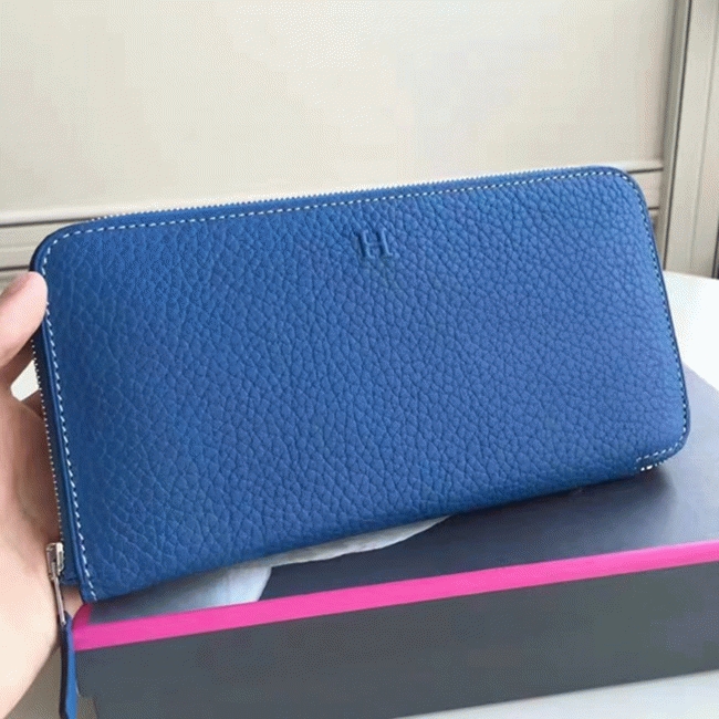 Blue Best Replica Hermes Wallet Azap Zipped