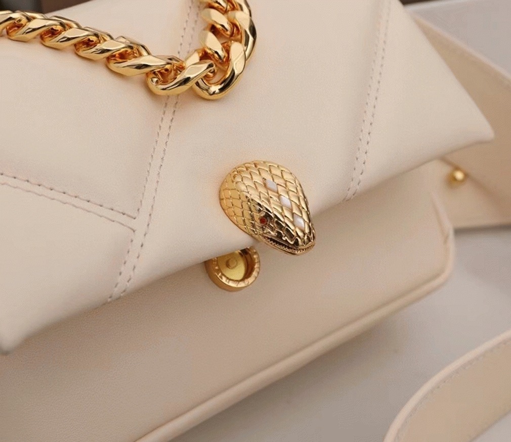 Knockoff Bvlgari Serpenti Cabochon Mini Bag White Calfskin