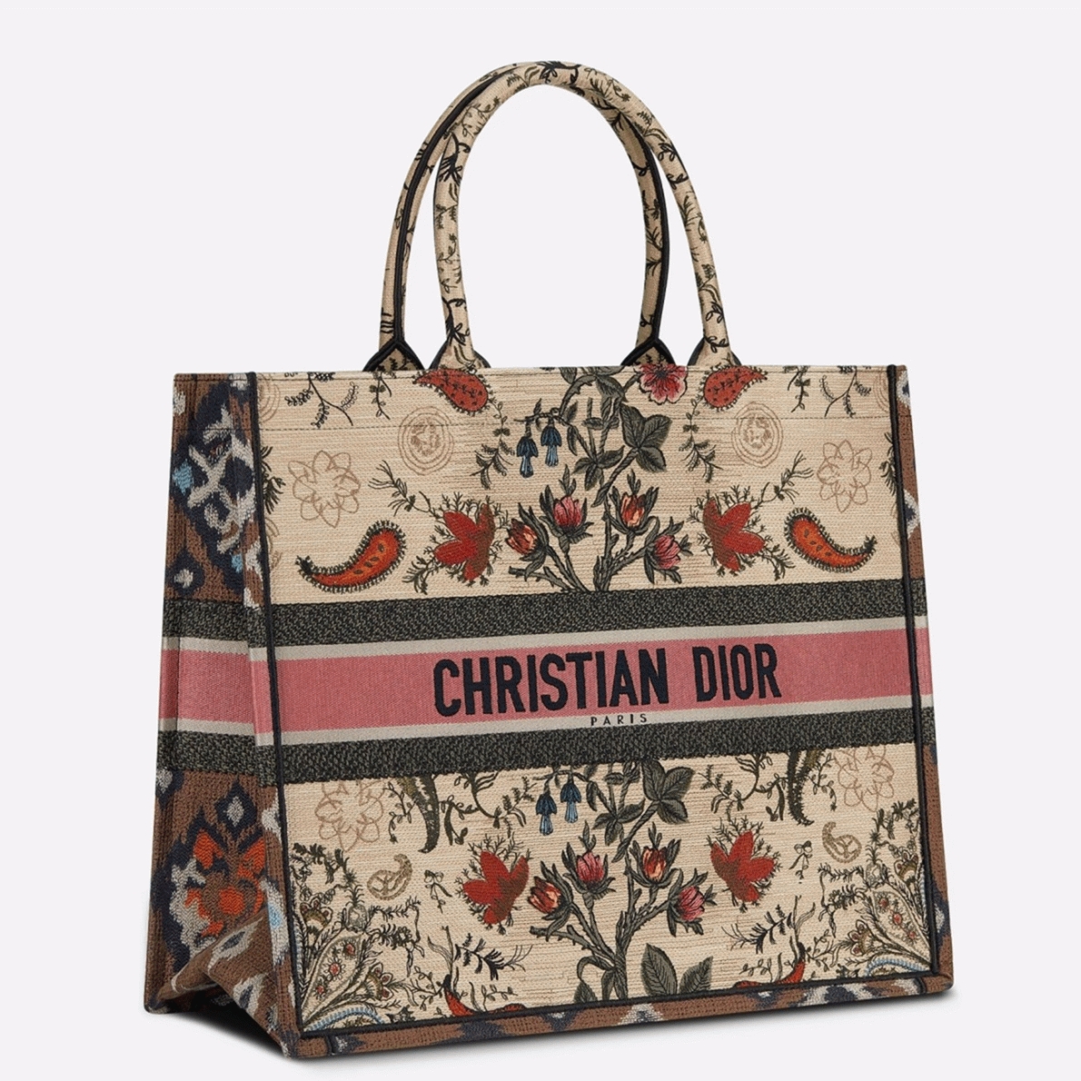 Dior Large Book Tote Bag Fake in Multicolor Dior Flowers Embroidery