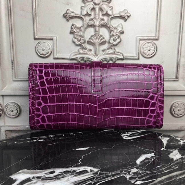 Fuchsia Crocodile Leather Knockoff Hermes Jige Elan 29 Bold Clutch