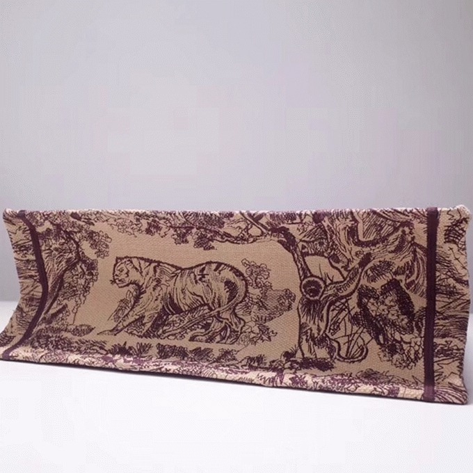 Dior Large Book Tote Bag Fake in Bordeaux Toile de Jouy Embroidery