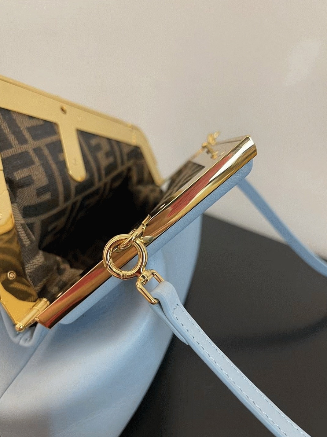 Top Quality Fake Fendi First Medium Bag In Light Blue Nappa Leather