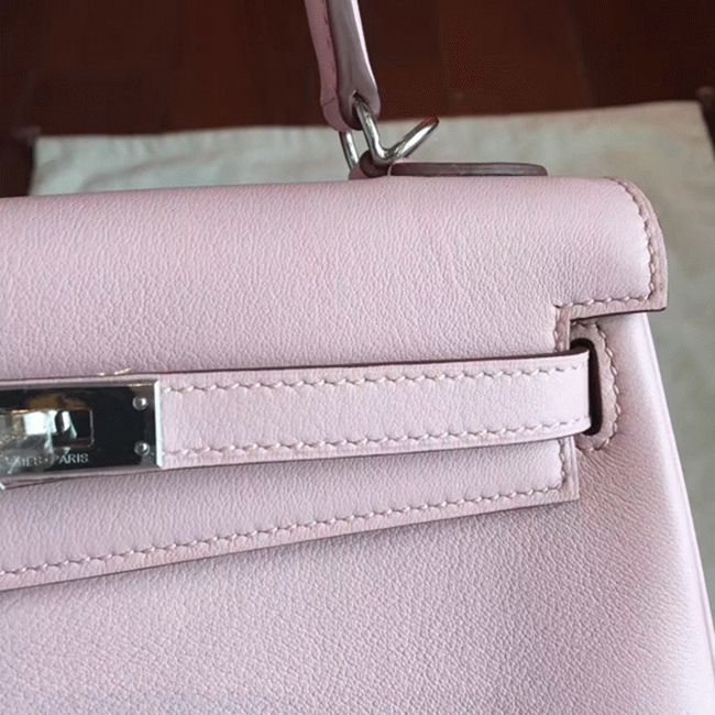 Rose Dragee Swift Replica Hermes Kelly 25cm Graceful Bag