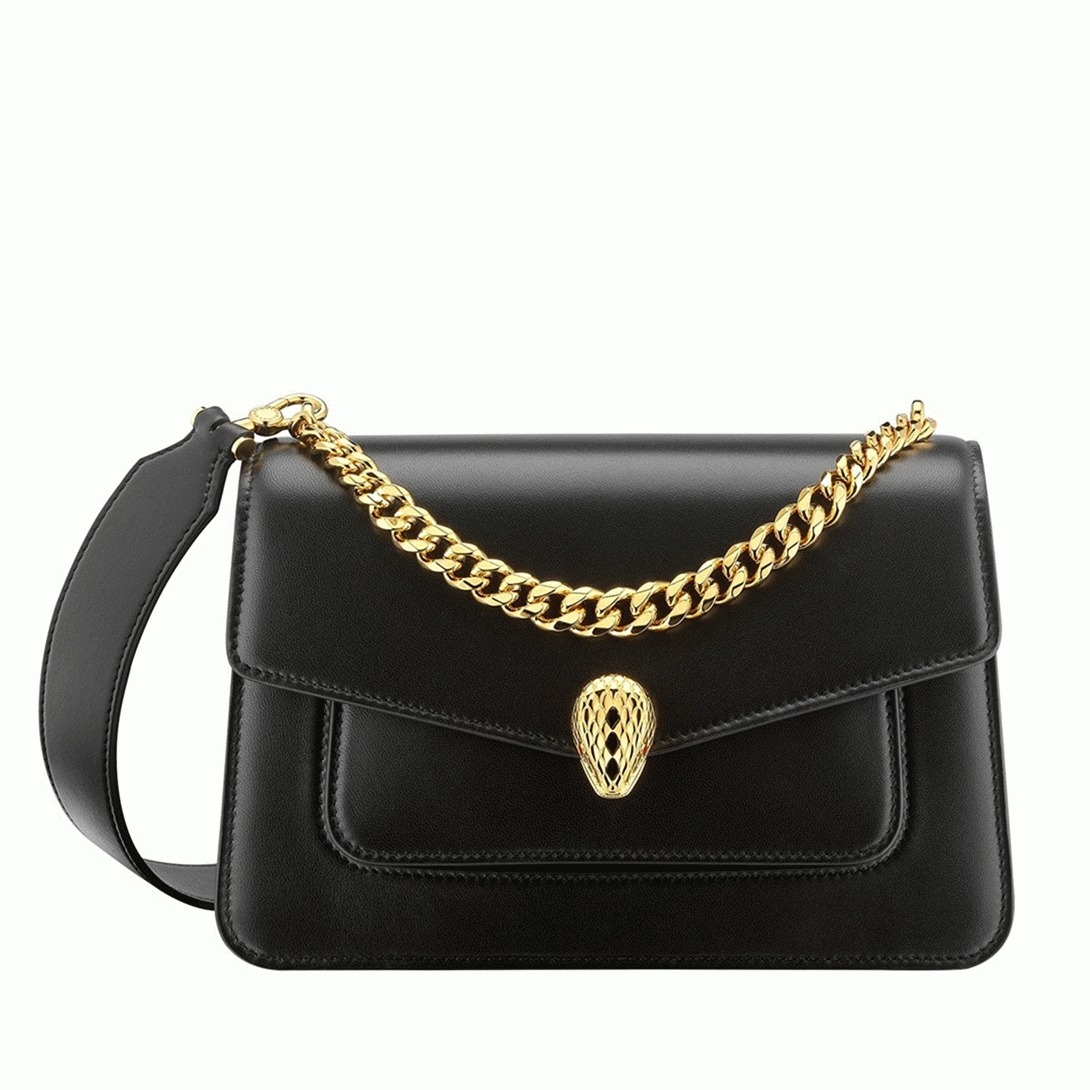 Fake Bvlgari Serpenti Forever Medium Crossbody Bag with Chain Black