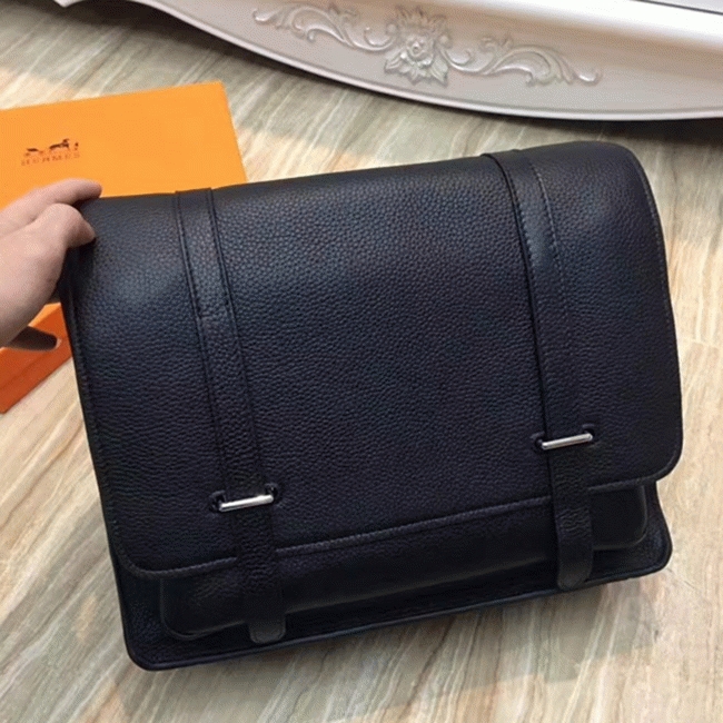 Black Fake Designer Hermes Steve Messenger Bag